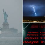 Storms de aviso pesado Sparks Travel Chaos como os principais aeroportos de voo - incluindo JFK e LaGuardia