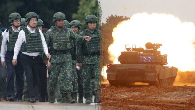 Taiwan lidera exercícios em um incêndio ao vivo com tanques americanos enquanto o presidente olha para

