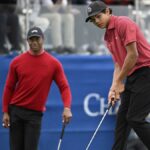 Tiger Woods assiste o começo difícil do filho Charlie no amador júnior dos EUA