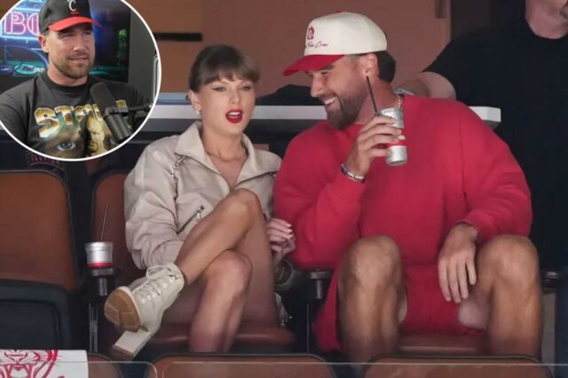 Travis Kelce Chiefs, Travis Kelce, discutiu seu relacionamento com Taylor Swift durante a apresentação em 