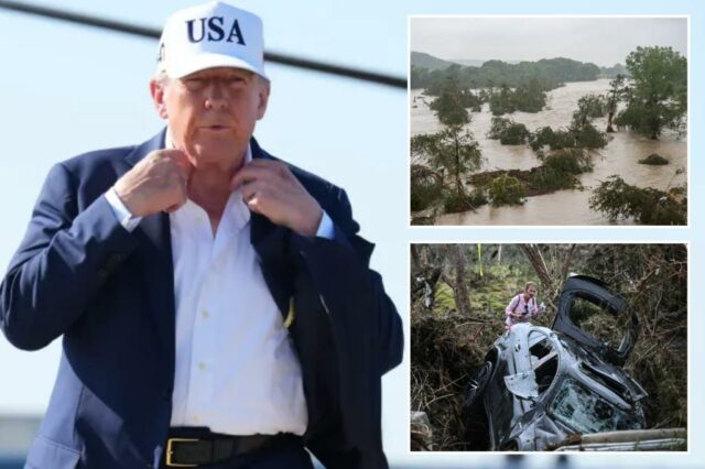 Donald Trump ajusta a jaqueta.