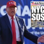 Donald Trump fala no comício.