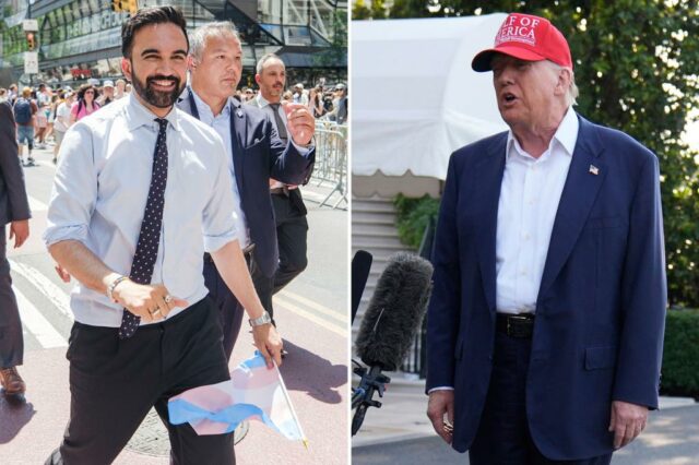Donald Trump fala com repórteres fora da Casa Branca.