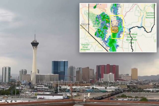 Ventos destrutivos sopram através de Las Vegas, criando uma tempestade de areia e rejeitando o poder

