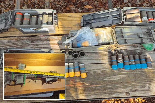 Explosivos caseiros confiscados na prisão de armas de fogo na Virgínia.