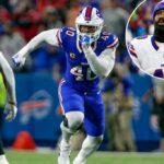 Von Miller (40) o linebacker Buffalo Bills reage depois que ele foi derrotado por 23 a 16 por New England Patriots na partida de futebol da NFL, domingo, 5 de janeiro de 2025, em Foxborough, Massachusetts.