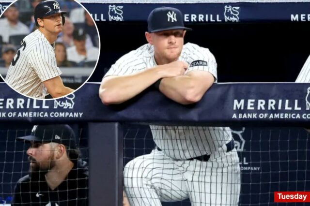 DJ LeMahieu (c.) Nos abrigos dos Yankees, que deixam a composição na partida dos Yankees contra os Mariners em 8 de julho de 2025.