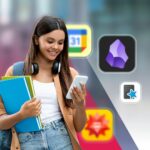 Um banner multifolorado com o logotipo da AP e o texto da polícia do Android de volta à escola