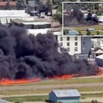 Quatro pessoas sobreviveram maravilhosamente depois que seu pequeno acidente de avião aterrissou na segunda -feira em Montana - causando um enorme incêndio que causou enormes legações de fumaça que giravam no céu.