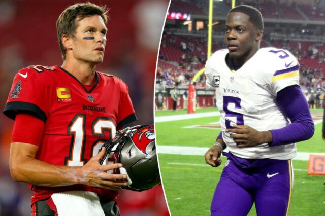 A assinatura do Teddy Bridgewater dos Buccaneers aparece muitos anos depois que era o seu plano Tom Brady

