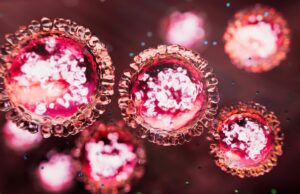 Autoridades emitem novo alerta após caso de sarampo confirmado em Sydney Estrutura de Morbillivirus de sarampo - imagem 3D retornada. Antecedentes abstratos.