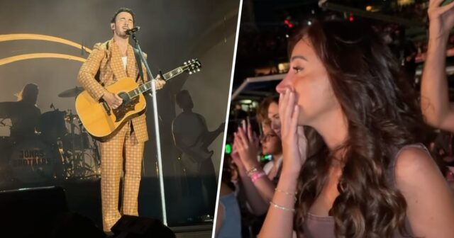 Assista a reação chorosa da esposa de Kevin Jonas ao seu show solo