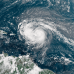 O furacão Erin, no Oceano Atlântico.