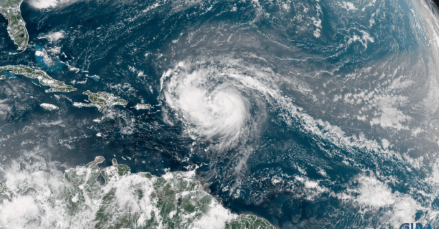 O furacão Erin, no Oceano Atlântico.