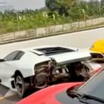 Acidente de apoio ao comboio em Kunciran Toll Road, Lamborghini Murcielago Ringsek