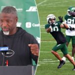 O técnico de Nova York Jets Aaron Glenn, quando os jatos de Nova York praticaram na quinta -feira, 7 de agosto de 2025.