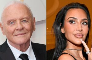 Anthony Hopkins EUA Skims Face Wrap, Kim Kardashian tem a melhor reação Kim Kardashian Skims Face Shapewear