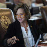 Mulher tem um sinal de que apressou outros na colisão para morrer contra a audiência de redistritamento para o Texas Capitol, quinta -feira, 24, 2025, em Austin, Texas. (AP Photo / Eric Gay)