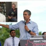 Beto O'Rourke fala no comício.