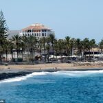 Uma visão geral de Playa de Las Americas na Ilha Espanhola Tenerife
