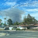 Camp Parks, Alameda County são afetados por um incêndio