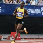 Campeão olímpico 100m Alfred for Miss Diamond Liga se reúne com lesão