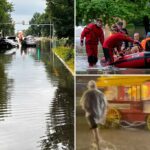 Centenas de vôos foram adiados e milhões de americanos permanecem sob inundações porque fortes libras de chuva no meio do oeste