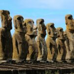 Localizado no sudeste do Oceano Pacífico, as ilhas de Páscoa estabelecidas pela primeira vez por pessoas por volta de 1200 dC, que construíram suas famosas estátuas ampliadas, chamadas Moai