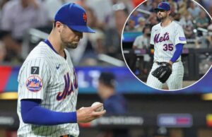 Clay Holmes parece embaçado após outra viagem ruim para meta Clay Holmes reage deprimido depois de desistir do RBI duplo na quarta rodada de vencedores de 13 a 5 sobre Braves em 12 de agosto de 2025.