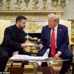 O presidente da Ucrânia, Volodymyr Zelensky, discutiu os planos de segurança com Donald Trump no Salão Oval na segunda -feira
