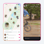 Uma tela telefônica com cartões do Instagram em ação.