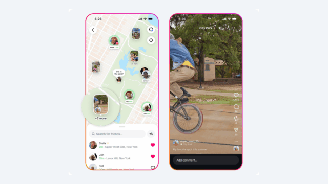 Uma tela telefônica com cartões do Instagram em ação.