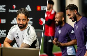 Composição estimada do Manchester United para enfrentar o Arsenal na abertura da Premier League, três novas assinaturas começam Brian Mbumo e Matheus Kunha em ação durante a sessão de treinamento em Manchester em Manchester como parte de sua turnê de pré -temporada nos Estados Unidos no Endeavor Health Results Center em 2025 em Chicago, Illinois.