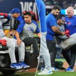 Cubs Miguel Amaya Catcher desacelerou do campo após uma lesão aterrorizante na perna