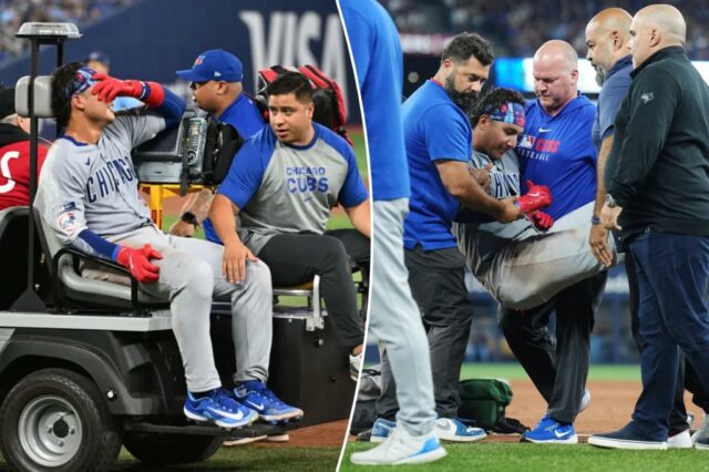 Cubs Miguel Amaya Catcher desacelerou do campo após uma lesão aterrorizante na perna


