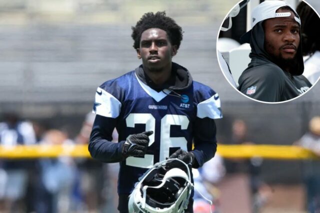 Corner Dallas Cowboys Daron Bland (26) durante um campo de treinamento em River Ridge Fields. 