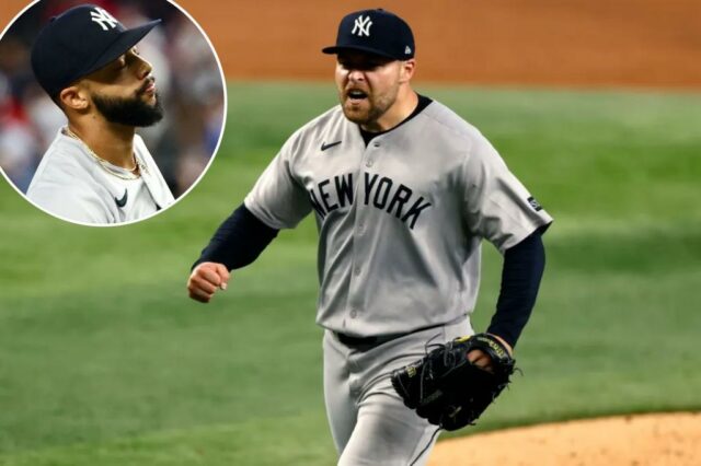 David Bednar Yankees comemora depois de chegar a 42 vezes Sare contra o Rangers em 6 de agosto de 2025.