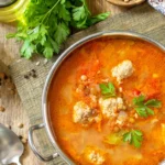 Delicioso jantar para sábado. Demos uma receita, você cozinha. Sopa de giroscópio