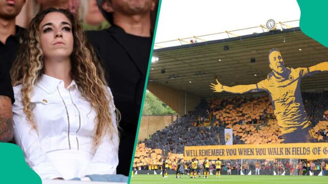 Diogo Jota é uma viúva Rute Cardoso se emocionou durante o imposto de lobos para o Late Liverpool Star

