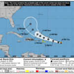 Erin Tropical Storm 'perto da força do furacão' como uma nova faixa emitida