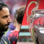 O troféu da Liga dos Campeões é visível durante a partida da FA Community 2025 Shield entre Crystal Palace e Liverpool no estádio
