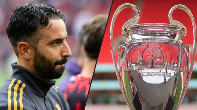 O troféu da Liga dos Campeões é visível durante a partida da FA Community 2025 Shield entre Crystal Palace e Liverpool no estádio 