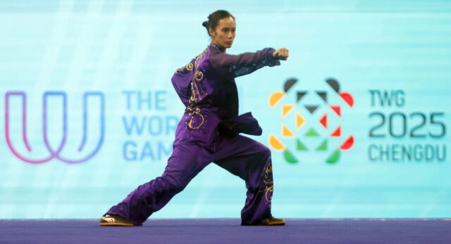 Agatha Wong durante o jogo mundial de 2025 durante a feminina Taijiquan