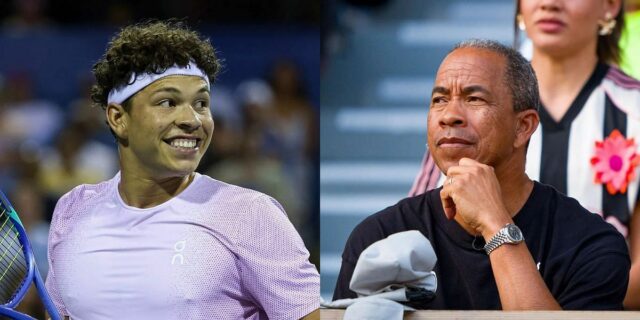 Ben Shelton, seu pai Bryan Shelton e Australia Open '25 | Fonte da imagem: Getty