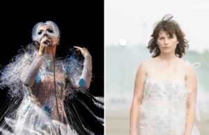 Filha de Bjork, Isadora faz sua estréia na pista com um vestido puro GetTyimages-2224171588 Jude Law Filha Iris é mostrada nas costas e fica sem sutiã