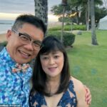 Irene Gaw-Lai, 56, (à esquerda) foi encontrada nos buracos na casa de San Marino em janeiro. Seis meses depois, seu marido Yoon 'Kevin' Lai, 63, foi acusado de seu assassinato e a espancou com uma frigideira antes de pensar nela