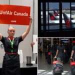Funcionários da cabine da Air Canada, aterrando centenas de vôos