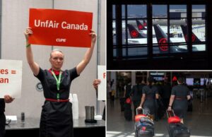 Funcionários da cabine da Air Canada, aterrando centenas de vôos Funcionários da cabine da Air Canada, aterrando centenas de vôos