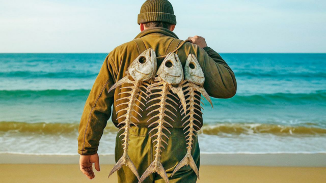 Há um peixe sobre peixe

