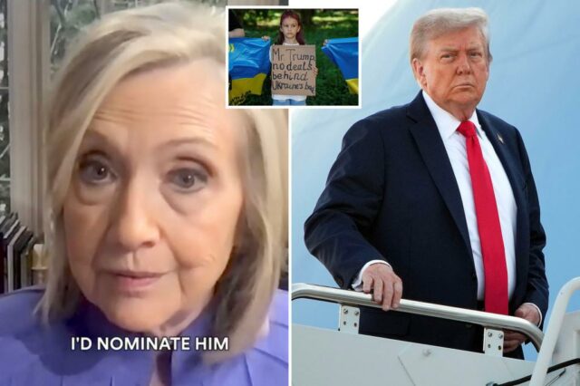 Hillary Clinton admite que designará Trump para o Prêmio Nobel, se ele ajudar a terminar a guerra na Ucrânia


